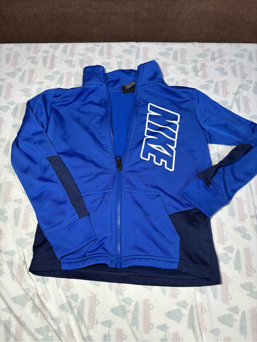 Nike Boys Royal Blue Full-Zip Hoodie with Navy Accents